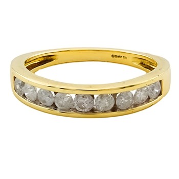 9ct Gold Diamond Half Eternity Ring Size L